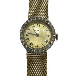 Vtg Ciro Incabloc Bejeweled Mechanical Women's Wrist Watch 10K Rolled Gold Plate